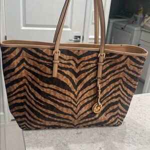 Michael Kors Tan and Black Tiger-Print Tote